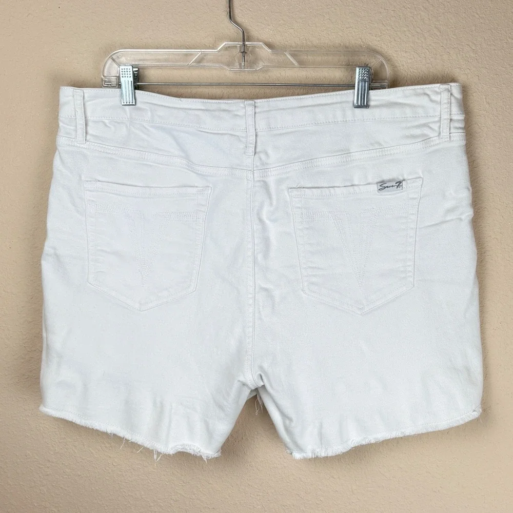 Seven7 Womens 16 Denim Shorts White Raw Hem Frayed Stretch Cutoff Mid Rise